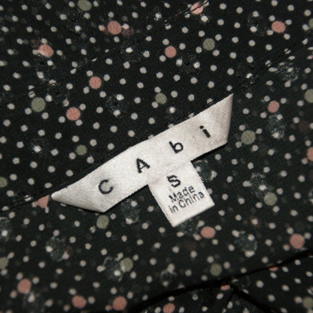 CABI #239 Sheer Black Swiss Polka Dots Blouse sz S - Picture 7 of 14